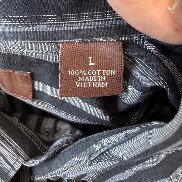 Perry Ellis City Fit Men's L Casual Dress Shirt Black/Gray Long Sleeve Button Up - Picture 7 of 13